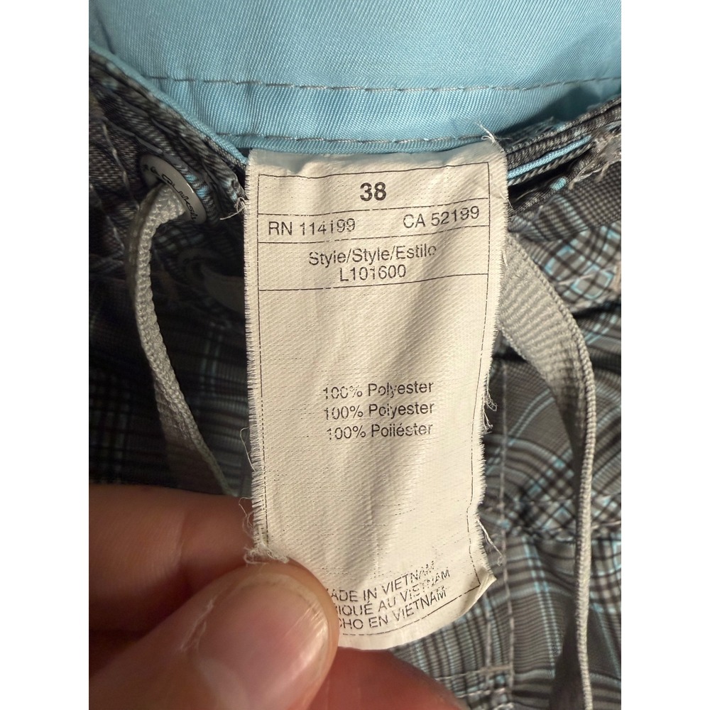 Vintage Y2K Quiksilver Mens Plaid Board Shorts Grey Surf Swim Trunks Size 38 - Picture 3 of 8